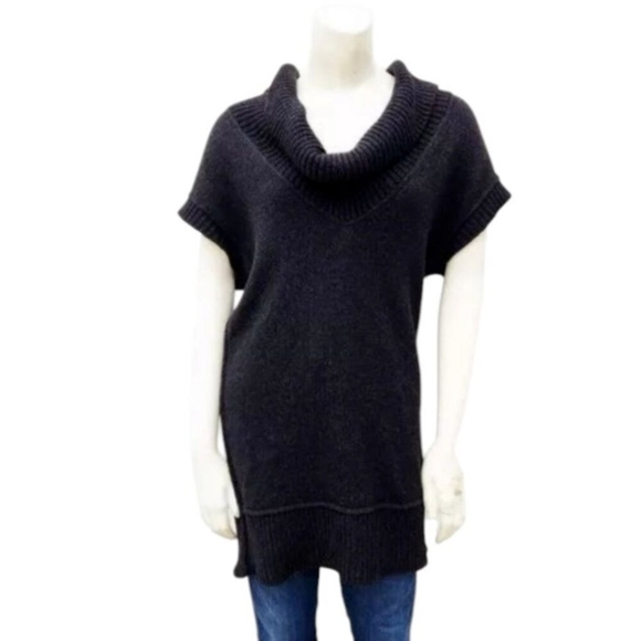 VINCE Alpaca Women Wool Cashmere Blend Cowl Neck Short Sleeve Sweater Gray L - Picture 2 of 15